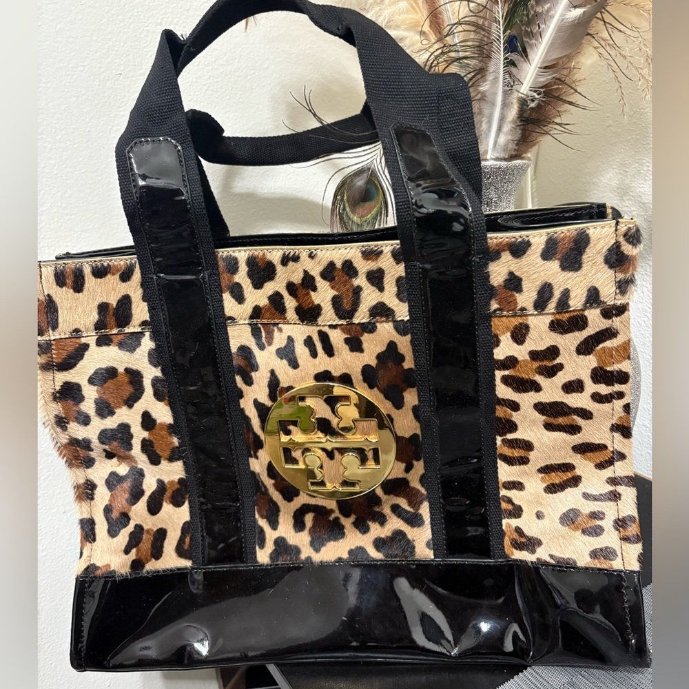 Tory burch leopard tote